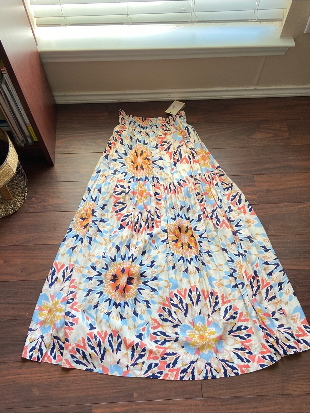 BOHO MAXI SKIRT COTTON LINING STRETCHY WAIST NWT